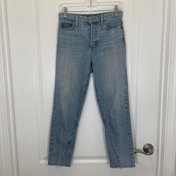 Joe's Jeans The Debbie High Rise Straight Crop 2-Tone Blue Raw Hem 27 - Picture 2 of 10